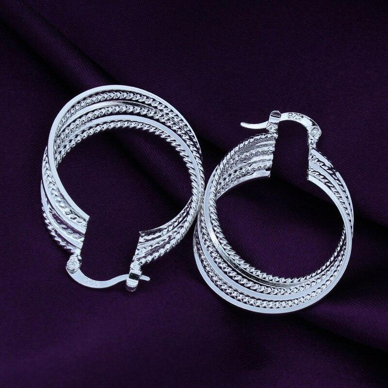 New 925 Sterling Silver Earrings Multi -Layer Design Earrings Women Fashion Jewelry Gifts