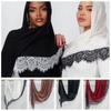 Cotton Turbans Head with Lace Trim Head Wraps New Islamic Crinkle Shawl