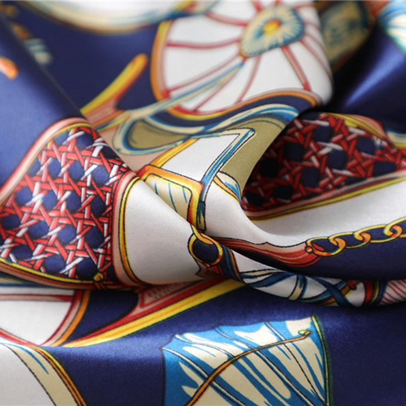 Damen Luxusmarke Seidenschal Paisley Hijab Bandana Stola Halstuch Halstuch Mode Stirnband Haarband Farbpassend Krawatte Hals B