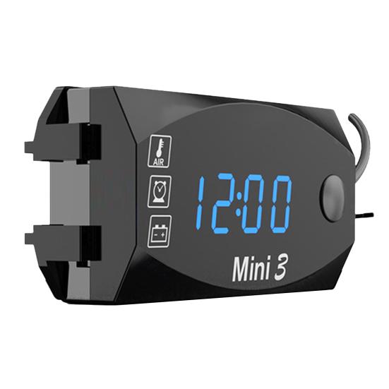 Ceas electronic 3 în 1, voltmetru universal pentru motocicletă, termometru, afișaj pentru ceas