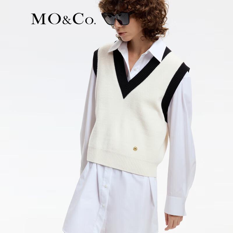 MO&Co. Women's College Style Knit Shirt Dress Two-Piece Set