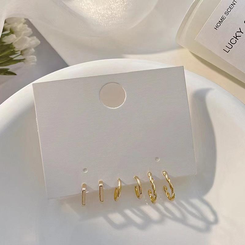 3Pairs/Set Simple Alloy Silvery Golden Geometric Circle Hoop Earrings For Couples Jewelry Gift