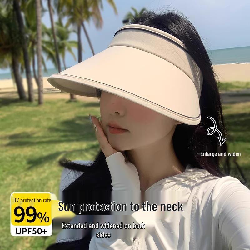 Women's Fashion UV Protection Topless Sun Hat 2025 - Large Brim, Face Slimming, Perfect for Cycling and Summer