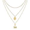 Stainless Steel Religious Cross Pendant Multi-Layer Necklace with Beads