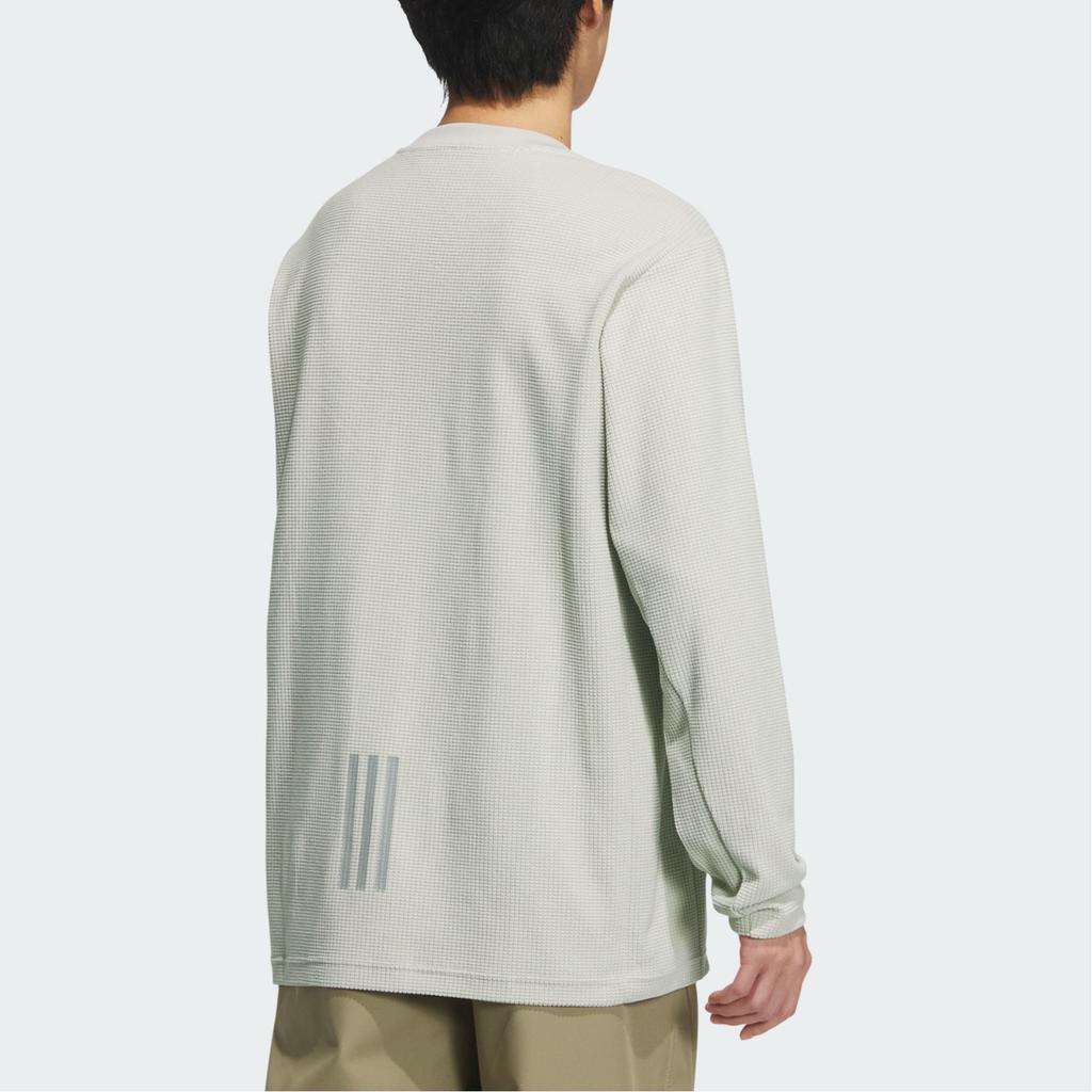 Adidas FW24 M Trans Tee Waffle Sports Casual Long Sleeve T-Shirt Men Tops Light-Sesame Earth-Grey JX1787