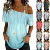 Women's Fashion Casual Print Sexy Off-the-shoulder Short Sleeve T-shirt Top