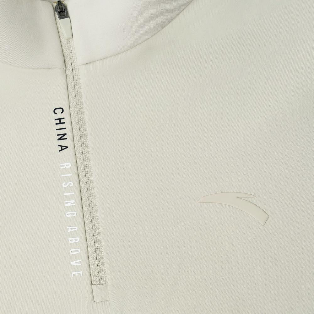 Anta Business Casual Sports Fashion Comfortable Lightweight Versatile Long Sleeve T-Shirt Half Open Collar Light Warm Fleece Knit 152547402RN-2