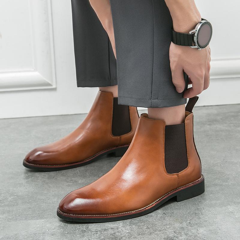 Mens Dress Boots Fashion Chelsea Boots Brand Business Casual Leather Boot British Style Short Boots for Men Ankle Boot Botas2025