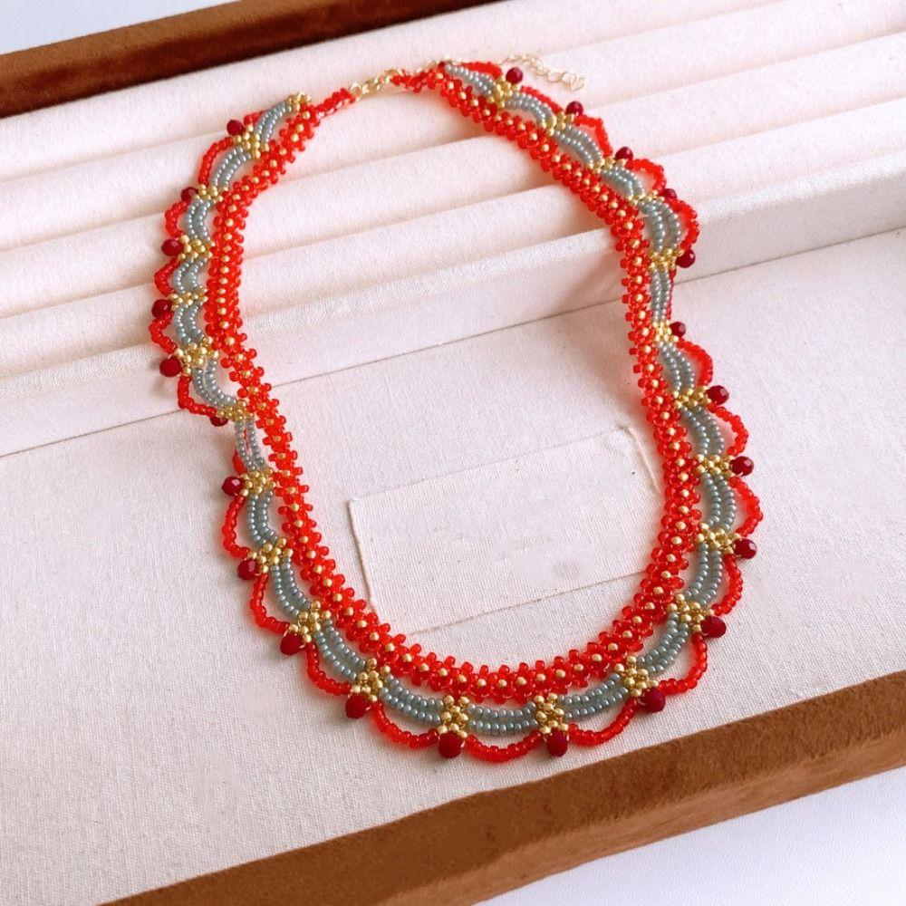 Hanfu Accessories Beads Necklace Ethnic Style Chinese Style Choker Horse Face Skirt Necklace  Girls