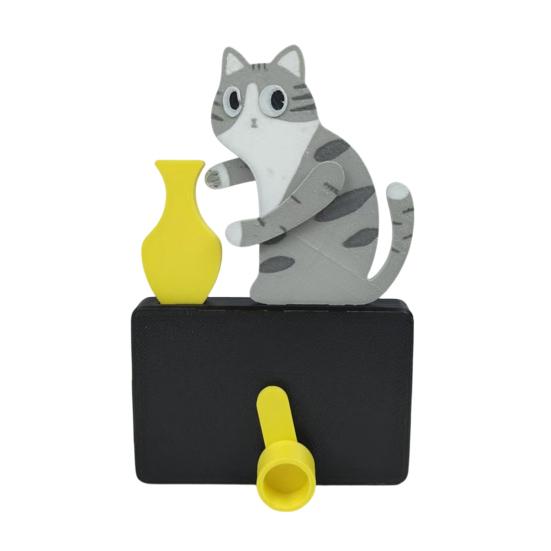 Jijijing Cat Pushing Vase Refrigerator Magnet, 3D Printed Whiskers Holder Pet Memorial Keepsake Decoration, Gift for Cats Lovers