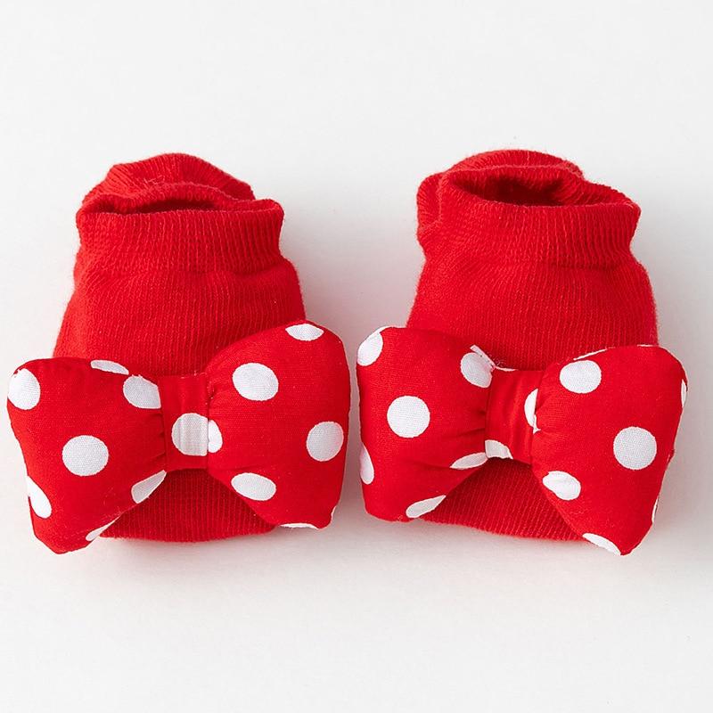 1 Pair Red Baby Floor Socks Cotton Rubber Anti-slip Floor Socks for Newborn Infant Toddler 3D Doll Sock Panel Slipper Socks