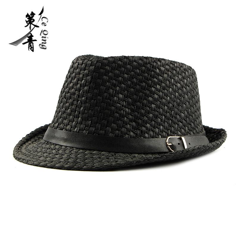 Jazz hat fashionable simple sun hat women's summer sun protection breathable straw hat top hat men's straw hat