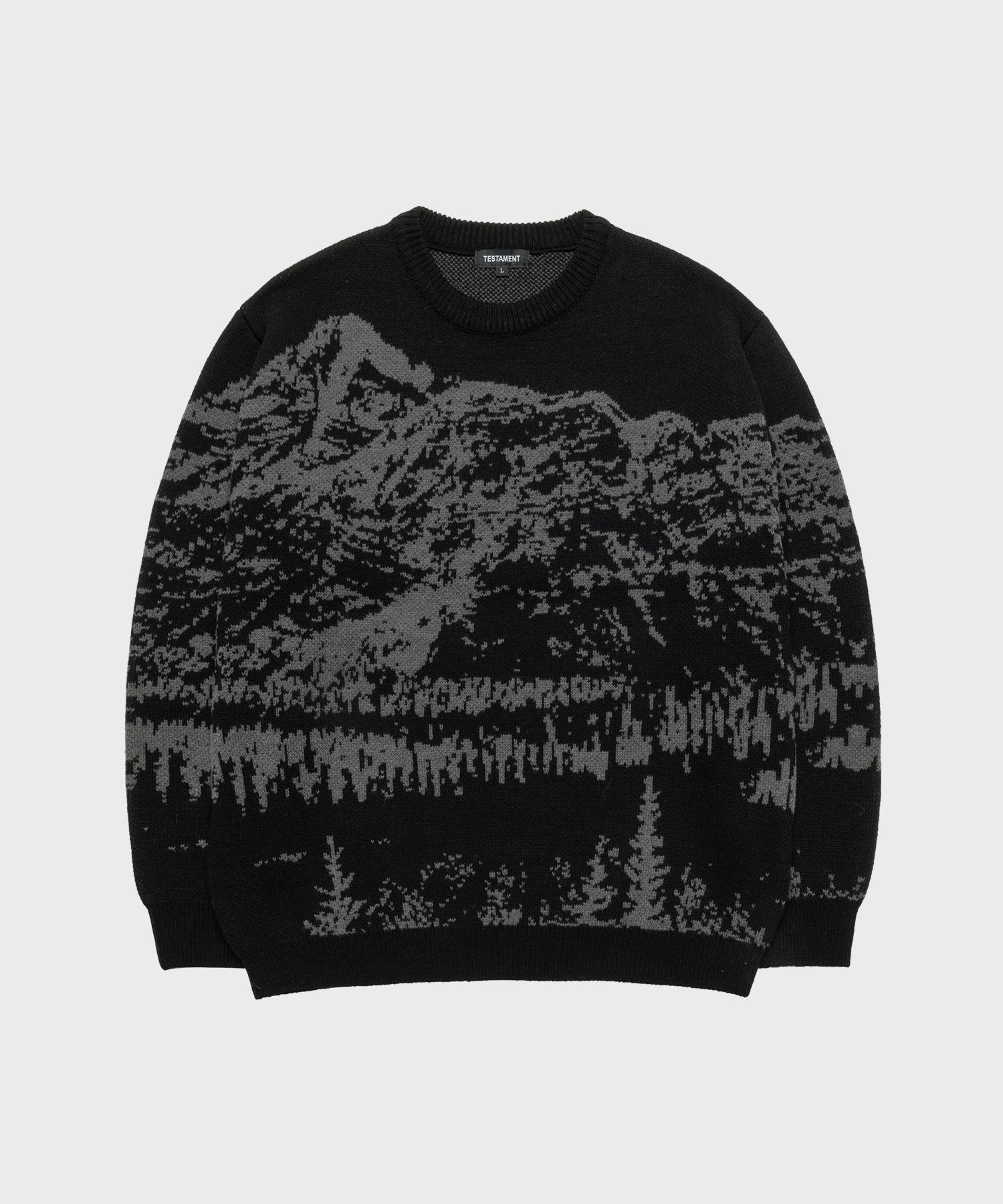 Testament Mountain Jacquard Wool Blend Knit (Black) M