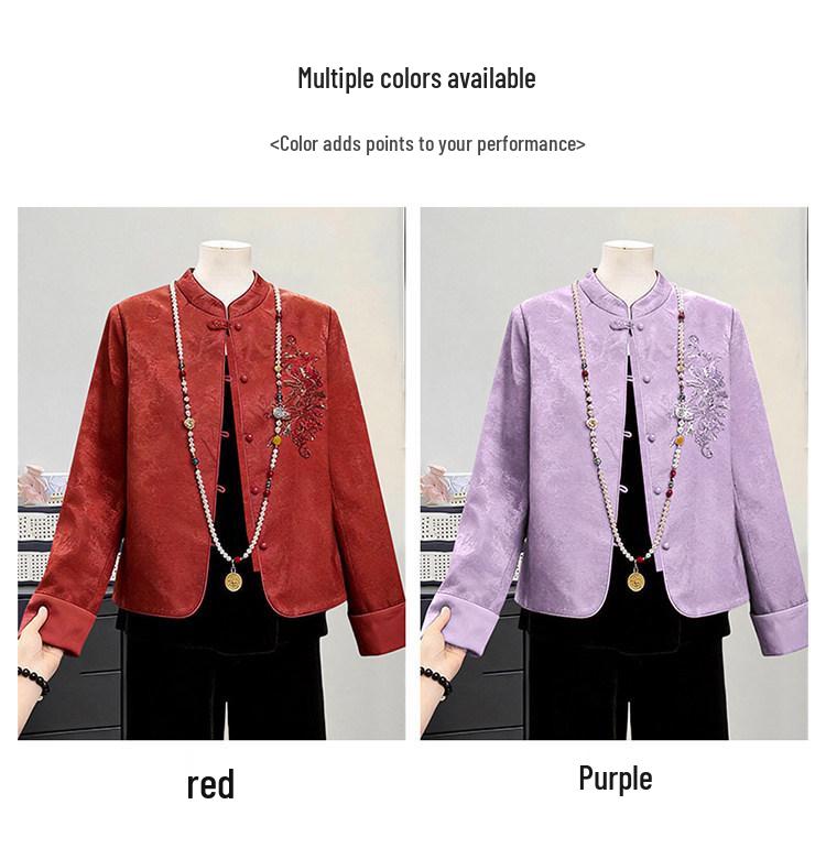 Tiger Year Embroidered Tang Jacket for Mom, 2026: Chinese Style Spring Cardigan for Middle-Aged & Elderly Women
