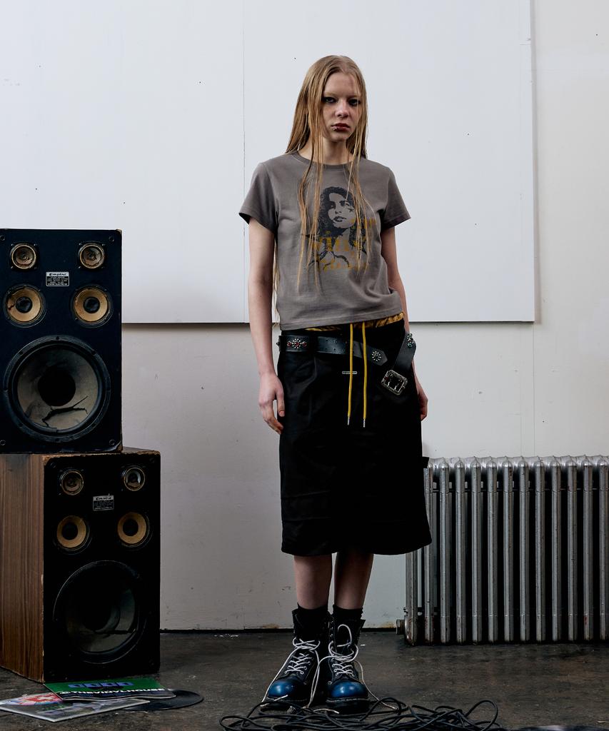 THEVINYLHOUSE Three-Quarter Dart Pants Black