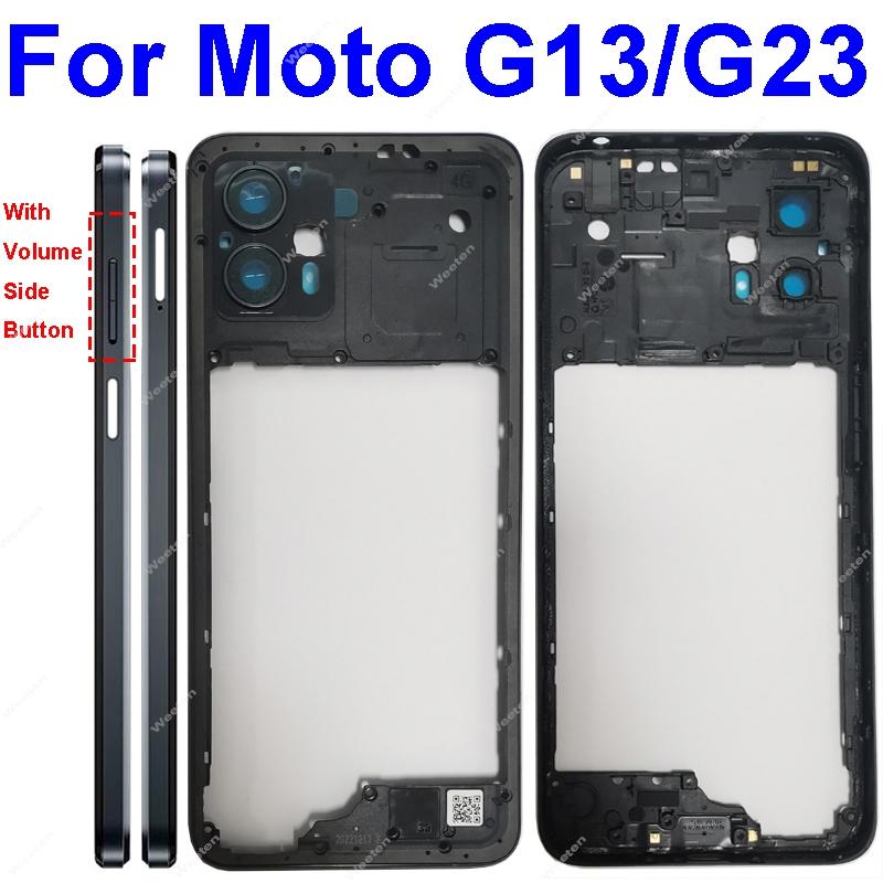 Für Motorola MOTO G13 G23 Mittelrahmenabdeckung Mittelrahmen-Blende mit Linsenrahmen Ersatz-Reparaturteile