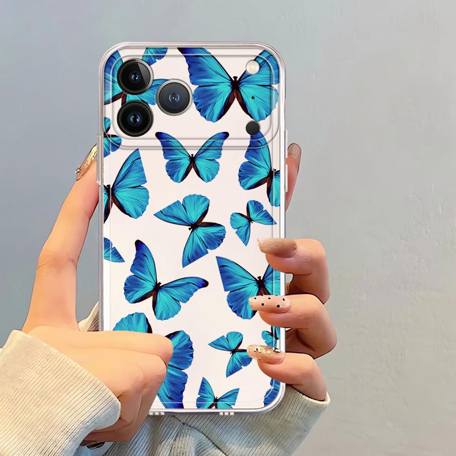 Case for iPhone 17 Pro Max Air XS Max 15 13 Pro 11 17e XR 14 Plus 16 12 Mini Soft Phone Cover Beautiful Butterfly