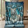 Elegant Tiger Fantasy Theme blanket Lightweight Warm Flannel Blanket Decorative Throw Blanket for Home Decoration