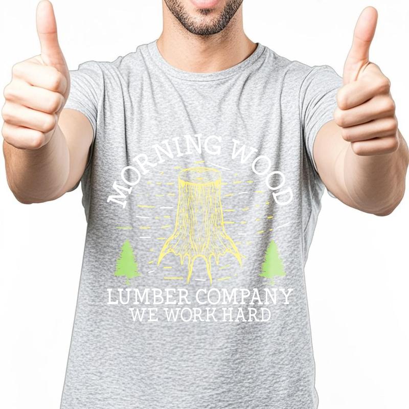 Unisex Summer Man tshirt Morning Wood Lumber Company We Work Hard Short Sleeve Street Wear Crew Neck Tee Shirt Cotton Tshirt