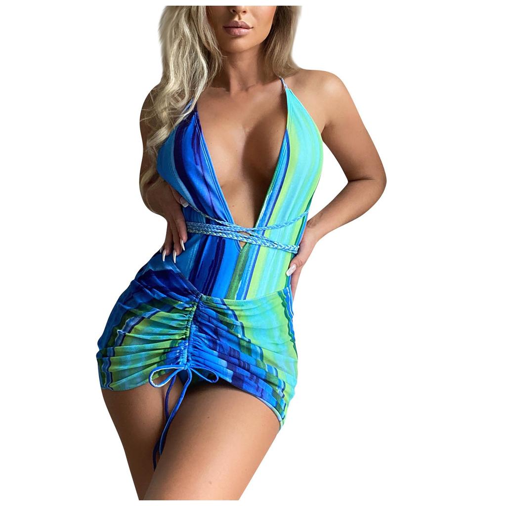 Fashion Sexy Retro Bikini Split Sexy Woven Pleated Three Piece Bikini Set