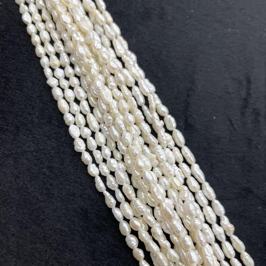 1String, White Natural Freshwater Pearls, Handmade Straight Hole Nugget Pearl Beads for Jewelry Making DIY Crafts (Beads 5-6mm, Length 36cm)