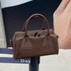 Underarm Baguette with Vegetable Tanned Cowhide Bowling Bag Niche Design Shoulder Bag