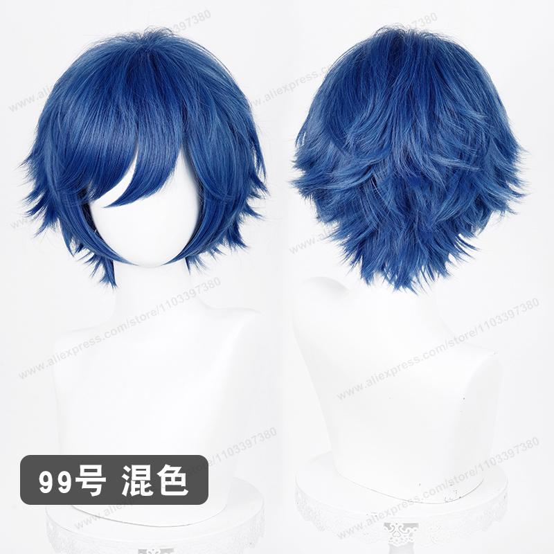 Anime Upgraded 32cm Short Flipped Ends Cosplay Wig Green Blue Purple Pink Man Women Heat Resistant Synthetic Hair