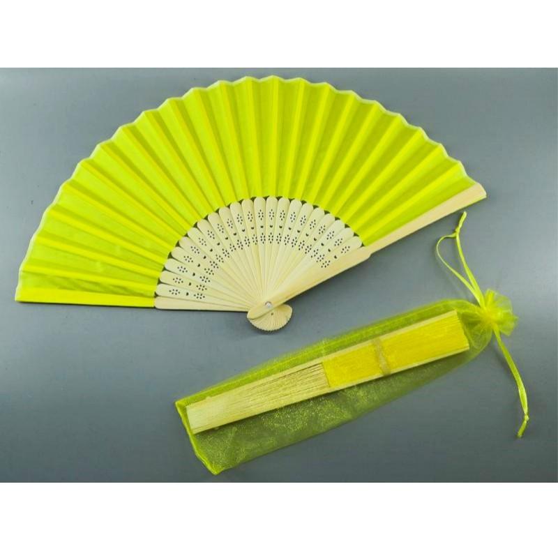 

Модний шовковий складаний віяло Елегантний китайський японський суцільний колір Художнє ремесло Подарунок Домашній декор Прикраси Реквізит для танцювальної вечірки Ручне віяло жовтий