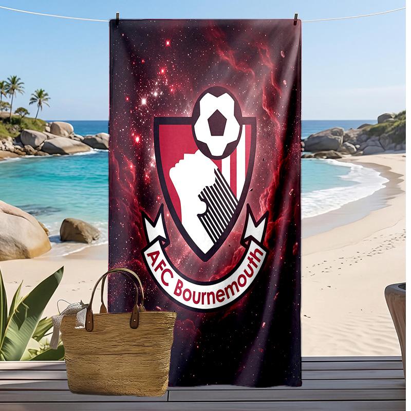 Bournemouth Football Print Beach Towel, Large Soft Quick Dry Towel for Beach Camping Swimming