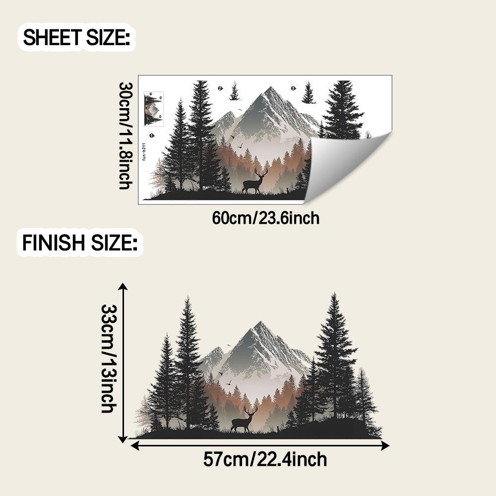 

Creative Simulation 3D Green Pine Snow Mountain Bedroom, Living Room and Home Decoration Wall Stickers