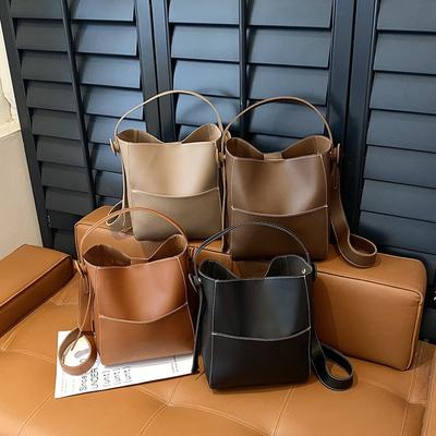 Tas nieuwe herfsttrend bucket bag textuur grote capaciteit draagbare messenger bag schoudertas vrouwen
