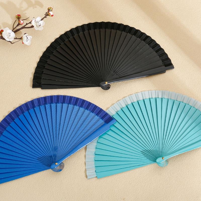 Traditional Wooden Hand Fan Classical Vintage Spanish Solid Color Folding Fan