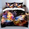 Colorful Butterfly Bedding Set 3pcsGradient Watercolor Insect Art Duvet Cover SetVibrant Floral Background Bed Linen for Home