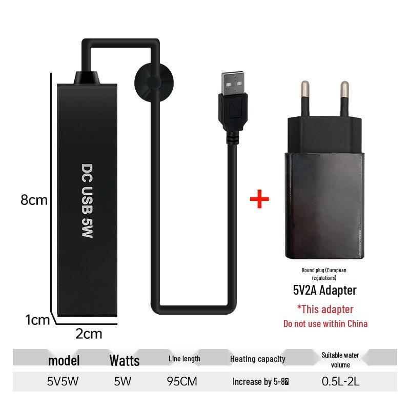 Mini USB Low-Voltage Turtle Tank Heater: Leak-Free, Safe for Low Water Levels