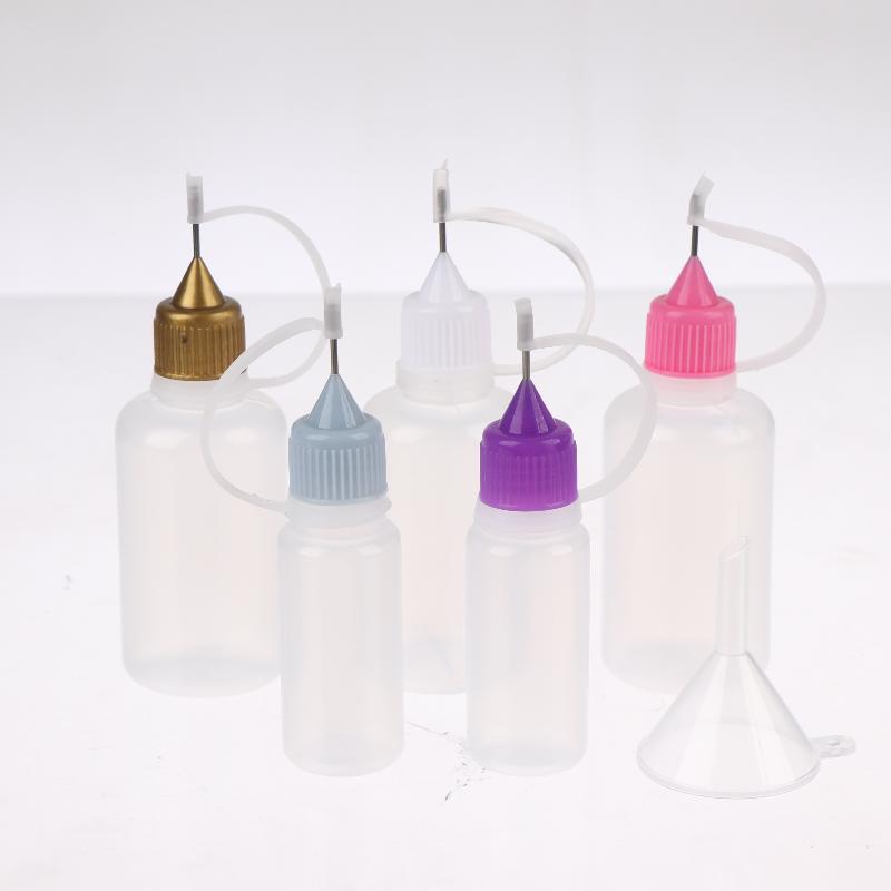 1 Set Klarplastik-Squeeze-Flaschen mit Nadelspitze und sicheren Deckeln für Klebstoff, Bastelmaterialien, Gewürze und Flüssigkeitsaufbewahrung