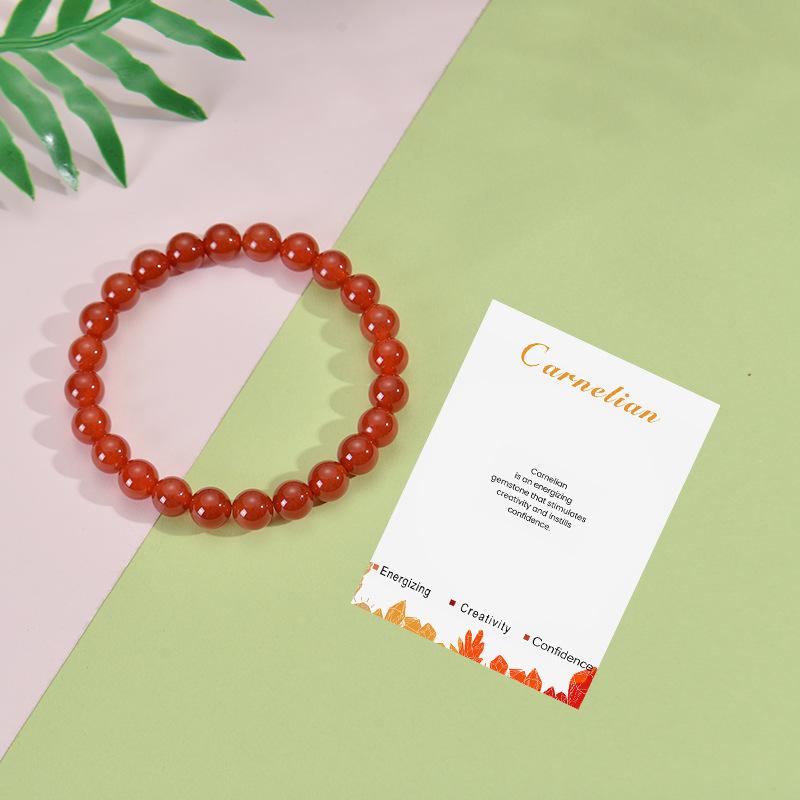 Natural Stone Beaded Bracelets With Card 8mm Apatite Amethysts Carnelian Tiger Eye Stone Stretch Bracelets For Women Men