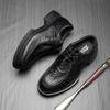 Lässige Lederschuhe Herren Herbst und Winter neue Herrenmode atmungsaktiv Leder runde Spitze schwarz Schnürschuhe Business vielseitige Schuhe