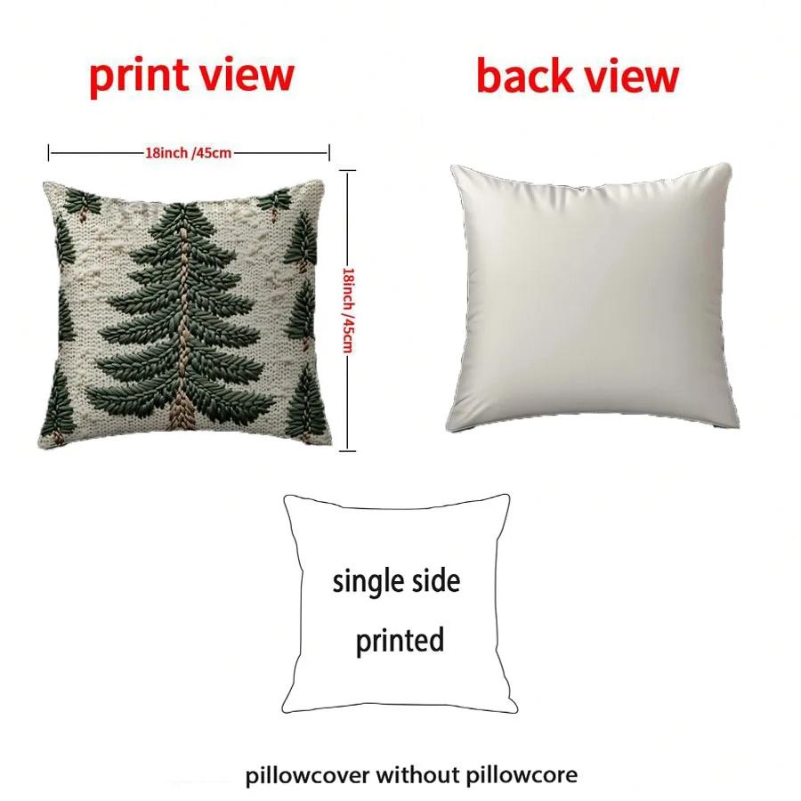 2pc Christmas Decorative Pillow Cover 45x45cm Linen Throw Pillowcase Xmas Tree Snowmen Letter Decor Pillowcase Cushion Cover