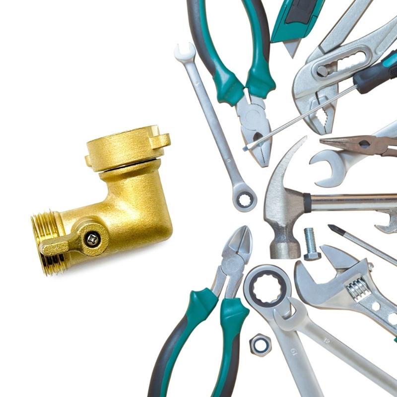 2 In 1 Angled Tap Connector 3/4 Rotating Brass Hose Adapter Convenient Water System Replacement Outdoor Tap Connector