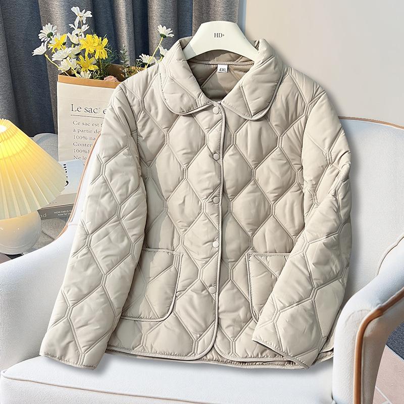Lapel Collar Puffer Jacket, Lightweight Down Coat Short Quilted Winter Jacket for Women, Warm Outerwear with Faux Fur Trim, Casual Thermal Coat