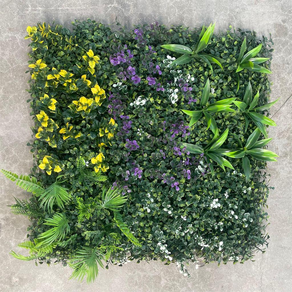 50×50cm Artificial Green Plant Wall - Plastic Vertical Garden, Fake Flower Wall, Synthetic Turf Background