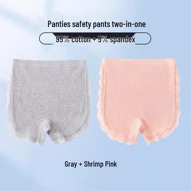 Mädchen Baumwoll-Boxershorts mit Spitze für Sicherheit, antibakteriell