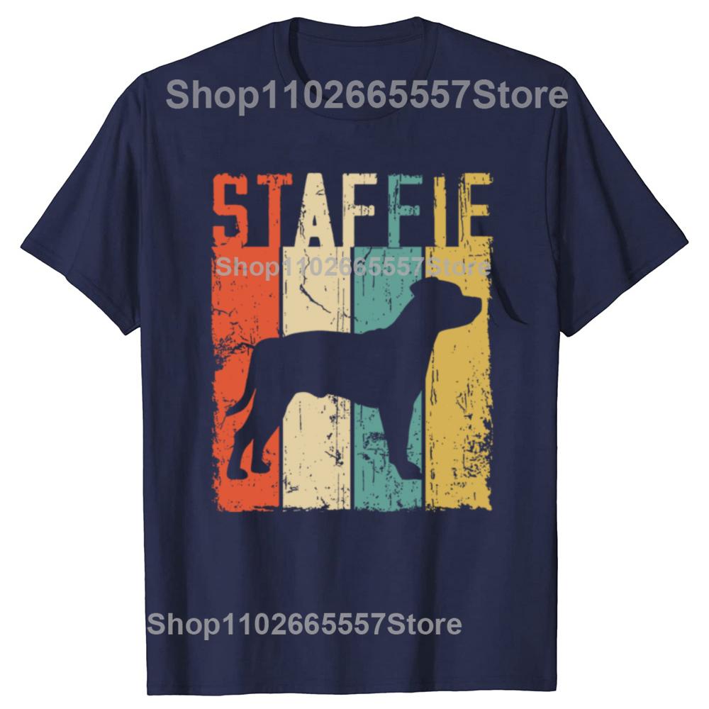 Funny Staffie Staffordshire Bull Terrier Dog Vintage Retro Tshirt Unisex Fashion Casual Tshirt 100 Cotton Loose Oversized T Shirt S