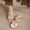 Krazing Pot Microfiber Med Heels Polka Dot European Design Outside Slippers Flip Flop Summer Size 43 Size 42  Women Sandals