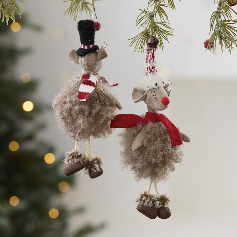 Cute Mouse Doll Ornaments Fabric Animal Pendants Christmas Gift Doll Decorations Christmas Tree Hanging Ornaments