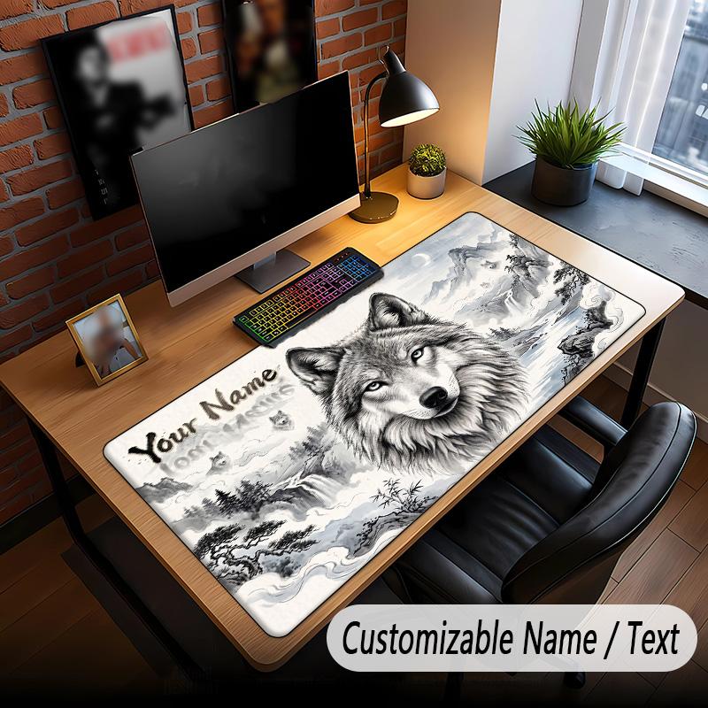 Vlčí téma Vlastní podložka pod myš Personalizovaná jménem Textem Přizpůsobená podložka na stůl Pro kancelář Domácí dekorace