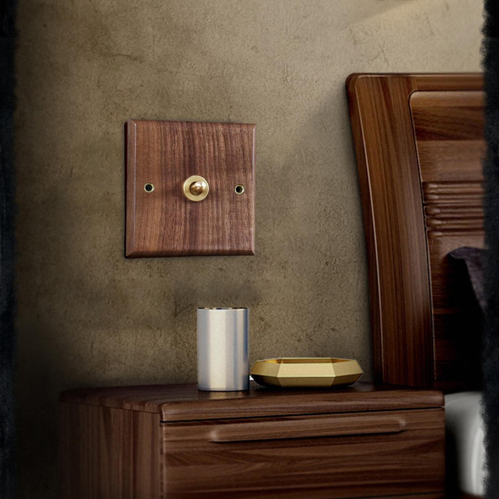 

Brass Lever Switch Wooden Cover for Cafe And Living Room Single Lever