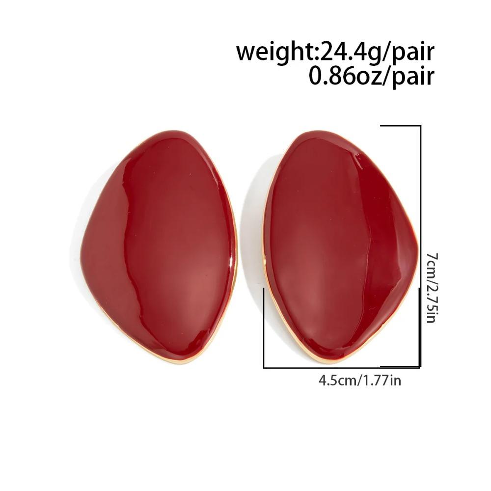 6 Colors Vintage Simple Drip Oil Geometric Multicolor Triangle Stud Earring Women Trendy Style Daily Commuting Wear Ear Jewelry