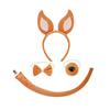 Dogs Hair Hoop Set Foxes Ears Headband Plush Tail Bowtie False Nose Animals Costume Set for Halloween Cosplay Party