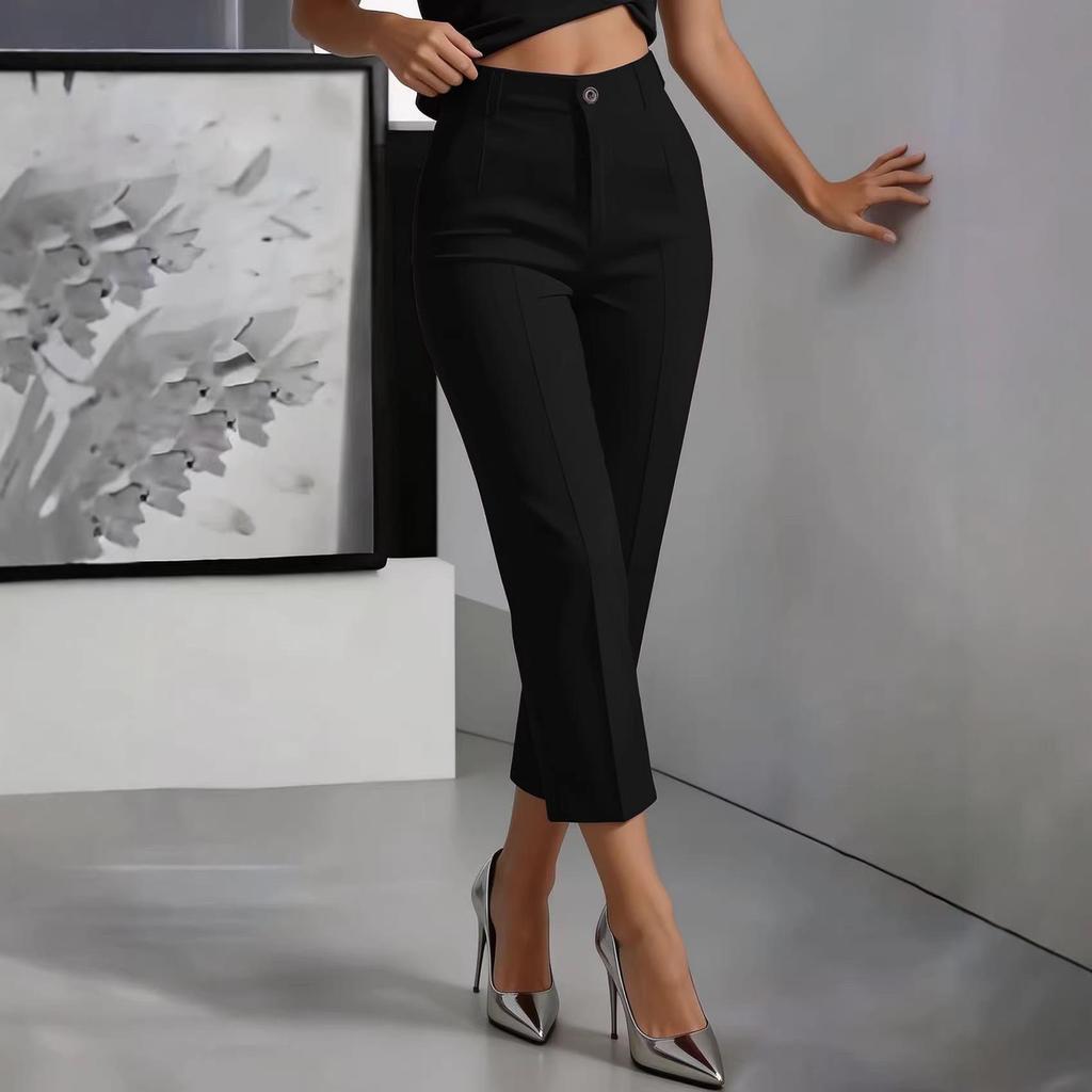 2026 High-Waisted Slimming Business Casual Cropped Pants